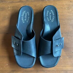 Kork-Ease Black Mesa Italian Leather Slides Sandals Comfortable Summer Size 6